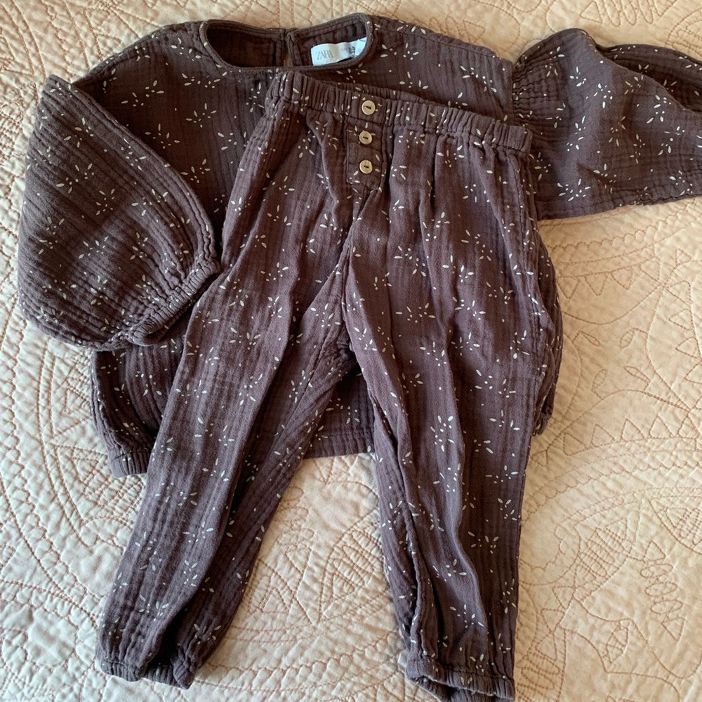 Zara Kids Floral Mauve Set